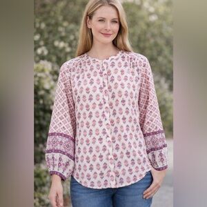 Lucky Brand Border Print Button Up